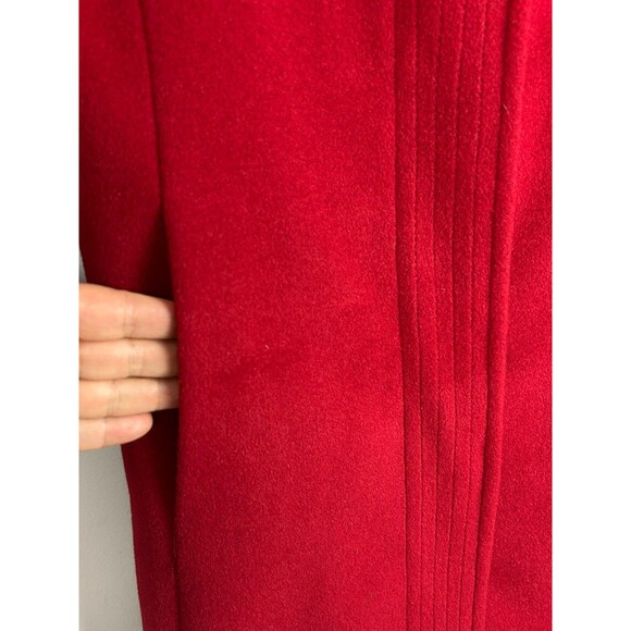 Perry Ellis Portfolio Womens Berry Red Classic Wool Dress Coat Overcoat  Size 4 - Picture 15 of 16
